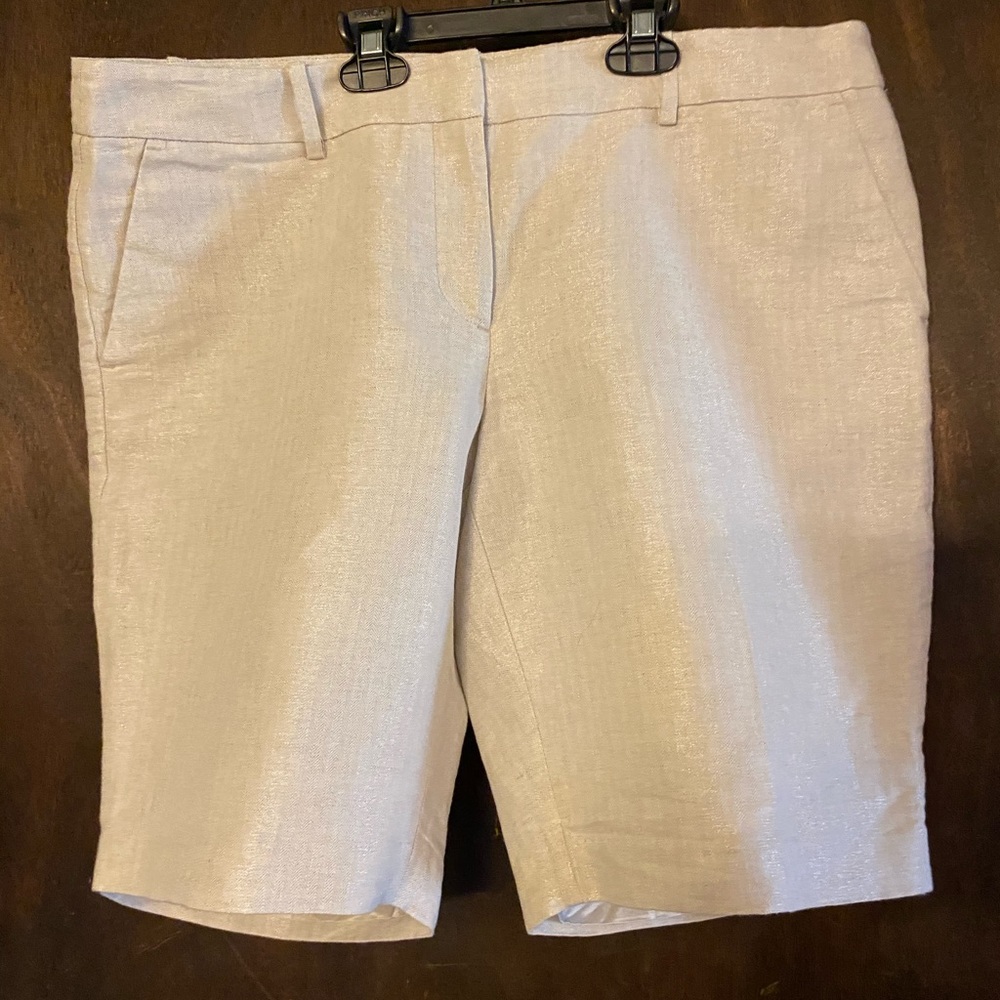 Ann Taylor Loft Champagne Shimmer Linen Shorts